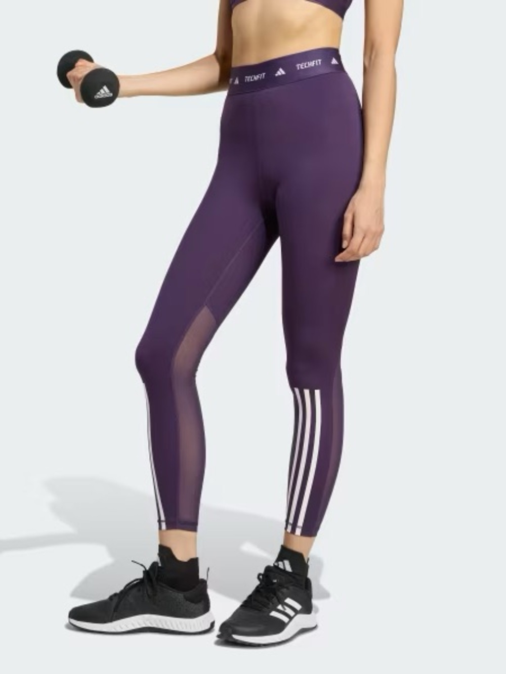 adidas Girls' Deep Purple Athletic Leggings with Side Zippers